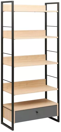 Raft de birou Deco Alto 5 nivele 70x30x159H Oak/Dark Grey/Black