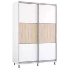 Dulap Mobildor-Lux Aron-P 1.0m-1.8m uși glisante din PAL orizontal (150x60x200H cm) Alb Brilliant