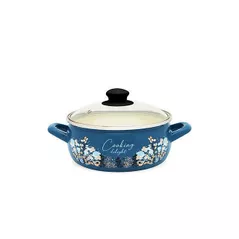 Cratiță Metalac 51685 эмалированная Blue 20cm, 2.9l, крышка стекло