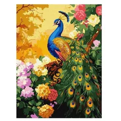 Картина по номерам Ideyka (KHO6806) Peacock in flowers, 30х40