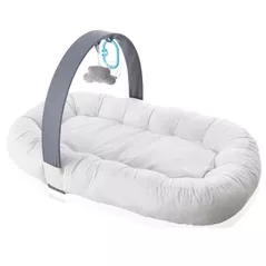 Cocon pentru bebelusi BabyJem 878 My First Bed cu jucarii Gri