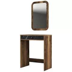 Măsuţa de toaletă Trendy Oglinda Lizbon Nuc, Negru, Marmura (masa de machiaj) (GTR001454)