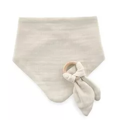 Слюнявчики BabyJem 736 Set baveta cu doua fete din muselina cu jucarie dentitie Ecru