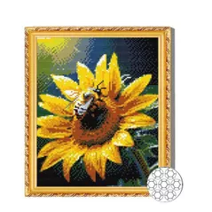 Картина по номерам Art Gallery GB87907 Mozaic cu diamante 30x40cm Albinuta pe floarea soarelui