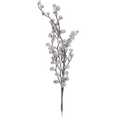 Plantă artificială Promstore 49323 Ramura cu pomusoare albe si sclipici 74cm