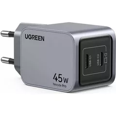 Зарядное устройство сетевое Ugreen 35008, Nexode GaN Pro Charger 2*Type-C 45W PD X707, Black