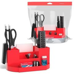 Подставка-органайзер Erich Krause 54566 Набор для письменного стола Victoria Classic из 14 предметов, красный