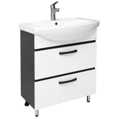 Шкаф под умывальник Mashtab 11335 Agat cu 2 sertare 75cm Alb-Antracit