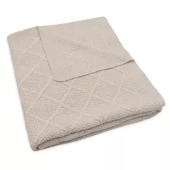 Lenjerie de pat pentru copii Jollein 516-511-68038 Paturica Check Knit Oatmeal, 75x100cm