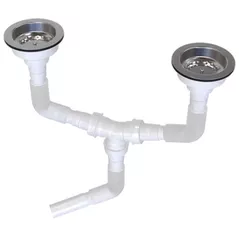 Сифон для кухонной мойки Uniplast LD312-50 dublu D.3.1/2"x50 preaplin si furtun gofrat 40/50(750mm) METLINE
