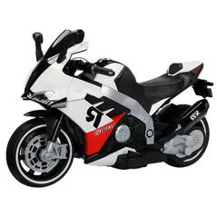 Mașină electrică pentru copii Richi (89630) Motocicleta alba pe acumulator pentru copii (9002)