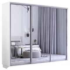 Dulap Mobildor-Lux Fox uși glisante din oglinzi (250x60x210H cm) Alb