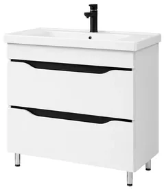 Dulap pentru lavoar Mashtab 11905 Print cu 2 sertare 90cm Alb (cu plancuta neagra)