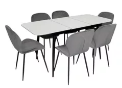 Set masă și scaune Evelin di Costacurta стол DT-531R B + 6 стульев YTC-064B Blu-14 (Dark grey)
