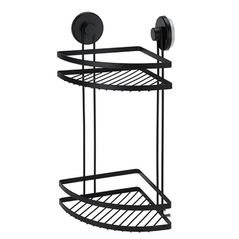 Полка для ванной Holland 28942 Raft de colt cu 2 nivele pe ventuze Bathroom 25x18x37cm, negru, metal