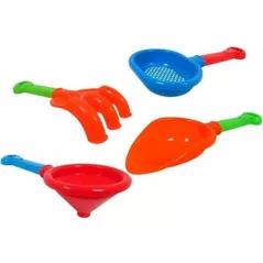 Игрушка для песочницы Promstore 38248 Набор игрушек для песка 4ед (лопата,грабли,лейка,сито) 25cm