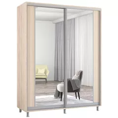 Dulap Mobildor-Lux Aron-S uși glisante din PAL cu oglindă vertical (180x60x210H cm) Sonoma