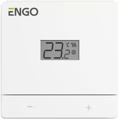Termostat de cameră ENGO Controls EASY-BATW, montaj pe perete, alimentare pe baterii, prin fir, ecran LCD, white