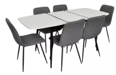 Set masă și scaune Evelin di Costacurta стол DT-532R B + 6 стульев YTC-078B Bjorn-13 (Grey)
