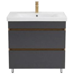 Шкаф под умывальник Mashtab 12335 Torino (Sava) cu 2 sertare fara mâner 800x470x850 Stejar-Antracit