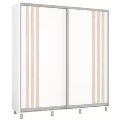 Шкаф Mobildor-Lux Aron uși glisante din PAL cu lamele (200x60x220H cm) Alb Brilliant