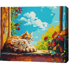 Картина по номерам BrushMe MG0011FC 40х50cm (fără cutie) Pisică la fereastră