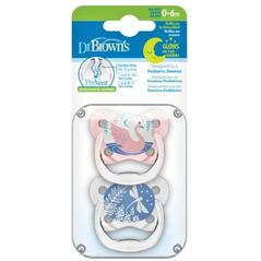 Suzetă Dr.Brown's PV12007 PreVent Glow, 0+ , 2шт, pink