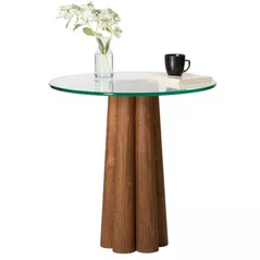 Măsuţă cafea Trendy Thales, Nuc, Transparent