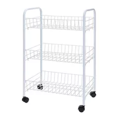 Etajeră Excellent Houseware 48308 3 nivele 40x26x62 cm, roti, alb