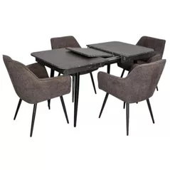 Комплект стол и стулья Evelin di Costacurta стол DT-432-3R B + 4 стула YTC-090B Dark grey