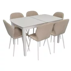 Комплект стол и стулья Evelin di Costacurta стол HV-27V White + 6 стульев YTC-064Wh Bjorn-24
