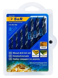 Сверло S&R 216802008 Set burghie pentru lemn Meister 8buc