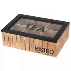 Короб для хранения Promstore 51286 Organizator pentru ceai Bistro 24x16x7cm, lemn