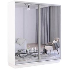 Шкаф Mobildor-Lux Fox uși glisante din oglinzi (170x60x200H cm) Alb