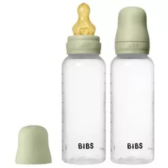 Поильник BIBS 5117250 Set 2 biberoane din plastic Sage cu tetina din latex flux mediu, 270ml