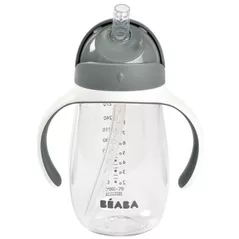 Cană cu pai Beaba B913534 Cana cu pai din Tritan 300 ml Mineral Grey