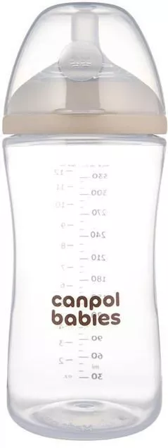 Cană cu pai Canpol 35/402 Бутылочка естественной формы с двухзонной соской 330мл