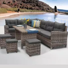 Mobilier pentru grădină Hydro S Coltar p/u terasa Hola Oasis, 9 persoane, Maro