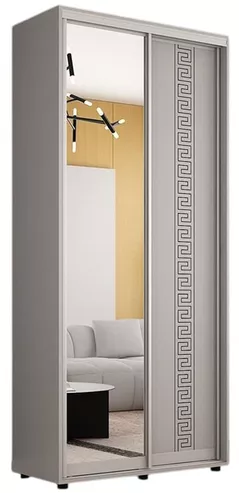 Шкаф Mobildor-Lux Compact uși glisante Oglindă + PAL cu ornament grecesc (100x45x210H cm) Grey