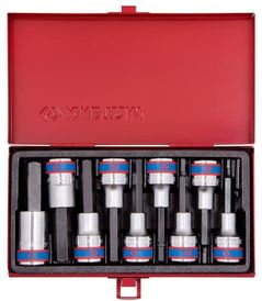 Набор головок, бит, насадок King Tony 4120PR набор насадок HEX 6 гран. H4-H17 дл.80мм 1/2", 9 пр.