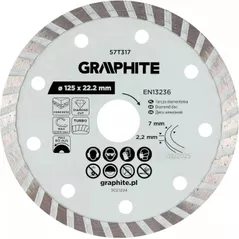 Disc de tăiere Graphite 57T317 diamantat de taiere, d125x22,2mm, Turbo