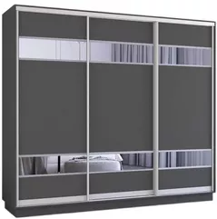 Шкаф Mobildor-Lux Fox uși glisante din PAL cu elemente din oglindă (260x60x220H cm) Anthracite