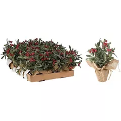 Plantă artificială Promstore 52599 Floare artificiala Ramura cu fructe de padure si frunze, 23cm