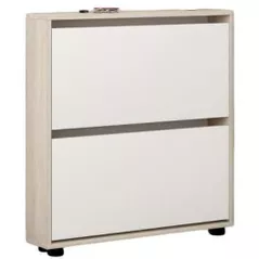 Raft pentru încălțăminte Mobildor-Lux Leo Slim 90x16x86H cm Sonoma/White