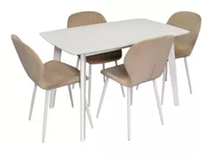 Комплект стол и стулья Evelin di Costacurta стол COOPER White + 4 стула YTC-064Wh UF910-01 Light beige