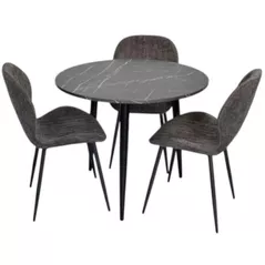 Комплект стол и стулья Evelin di Costacurta стол DT-404-6B + 3 стула YTC-064B UF885-15 (Dark grey)