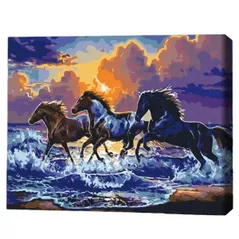 Tablou pe numere BrushMe BS34306FC 40х50cm (fără cutie) Herd de cai negri