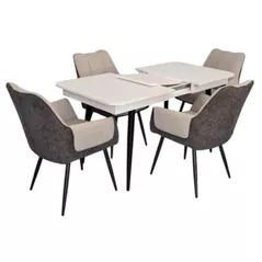 Set masă și scaune Evelin di Costacurta стол DT-432-1R B + 4 стула QT-227B Light grey/Dark grey