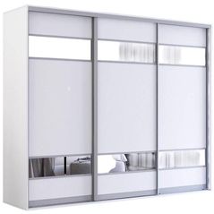 Шкаф Mobildor-Lux Раздвижные двери Fox из ДСП с зеркальными элементами (260x60x200 см, высота) Белый