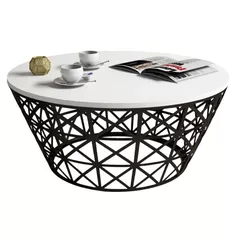 Măsuţă cafea Trendy Stil Metal Ferforje, Alb 90x38x90cm